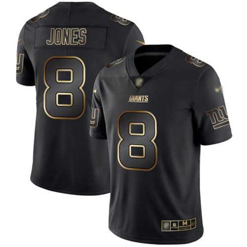 Nike Giants #8 Daniel Jones Black/Gold Stitched NFL Vapor Untouchable Limited Jersey - NYG143