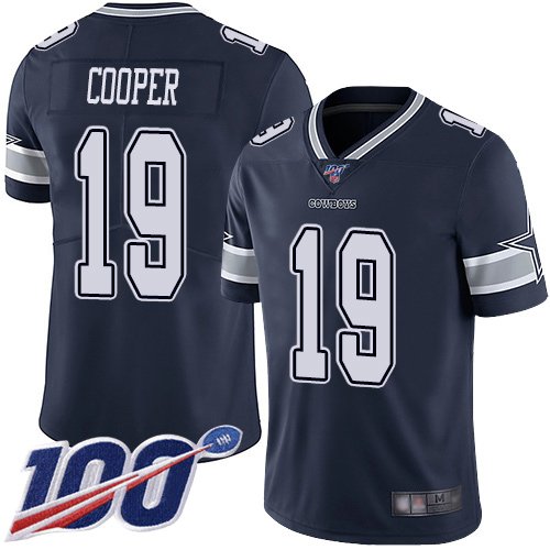 Nike Cowboys #19 Amari Cooper Navy Blue Team Color Stitched NFL 100th Season Vapor Limited Jersey - DLC468