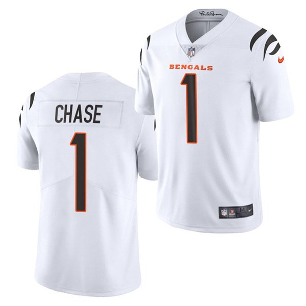 White Cincinnati Bengals #1 Ja'Marr Chase 2021 NFL Draft  Vapor Untouchable Limited Stitched Jersey - CCB263