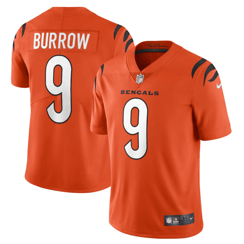 Cincinnati Bengals #9 Joe Burrow 2021 New Orange Vapor Untouchable Limited Stitched Jersey - CCB33