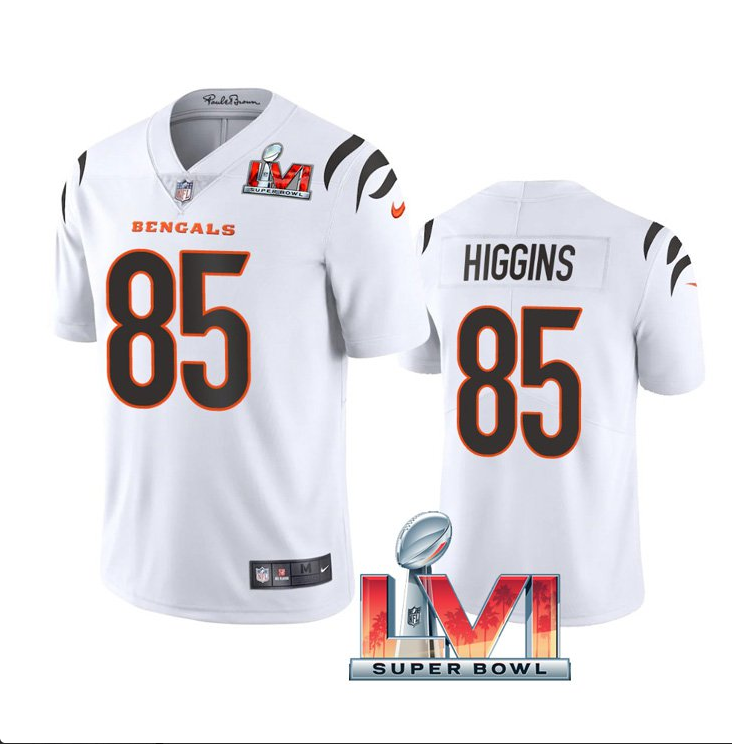 White Cincinnati Bengals #85 Tee Higgins 2022 Super Bowl LVI Vapor Limited Stitched Jersey - CCB54