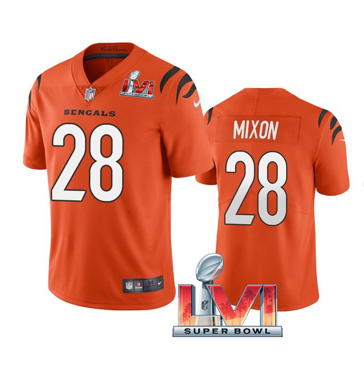 Orange Cincinnati Bengals #28 Joe Mixon 2022 Super Bowl LVI Vapor Limited Stitched Jersey - CCB292