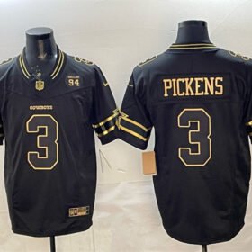 Black Gold Dallas Cowboys #3 George pickens 2025 F.U.S.E. 94 Marshawn Kneeland Memorial Patch Vapor Limited Stitched Football Jersey - DLC198