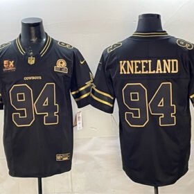 Black Gold Dallas Cowboys #94 Marshawn Kneeland 2025 F.U.S.E. With 5x Super Bowl Champions & Established In 1960 Patch Vapor Limited Stitched Football Jersey - DLC135