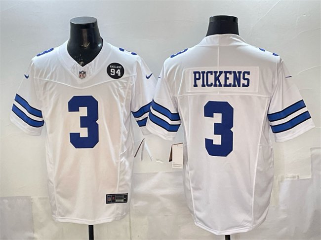 Navy Dallas Cowboys #3 George pickens F.U.S.E. 94 Marshawn Kneeland Memorial Patch Vapor Limited Stitched Football Jersey - DLC455
