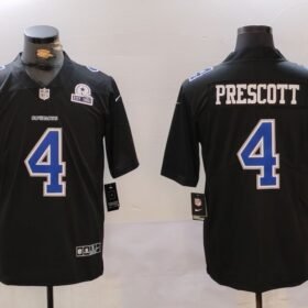 Black Dallas Cowboys #4 Dak Prescott Throwback With 1960 Patch Vapor Untouchable Limited Stitched Football Jersey - DLC309