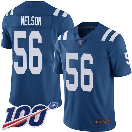 Nike Colts #56 Quenton Nelson Royal Blue Team Color Stitched NFL 100th Season Vapor Limited Jersey - IDC228