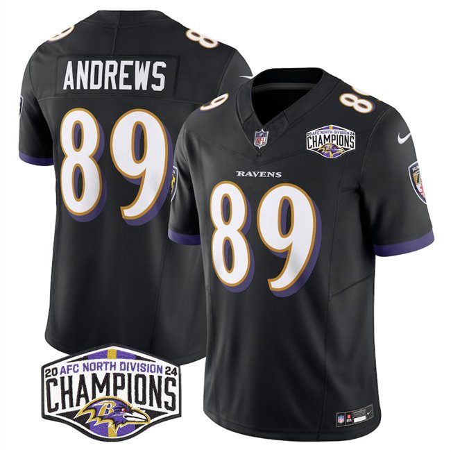 Black Baltimore Ravens #89 Mark Andrews F.U.S.E 2024 AFC North Division Champions Vapor Limited Football Jersey - BRJ287