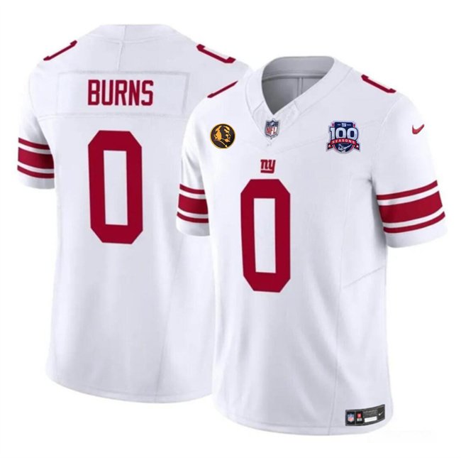 White New York Giants #0 Brian Burns 2024 F.U.S.E. With John Madden Patch And 100TH Season Patch Vapor Untouchable Limited Stitched Jersey - NYG53