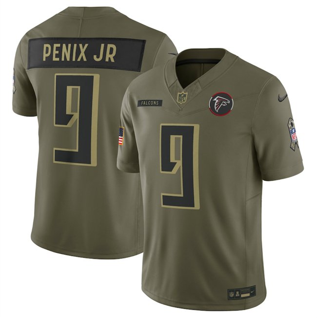 Olive Atlanta Falcons #9 Michael Penix Jr 2025 F.U.S.E Salute to Service Limited Stitched Football Jersey - AFJ20