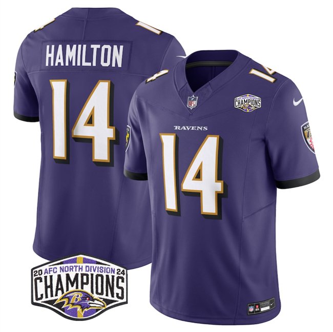 Purple Baltimore Ravens #14 Kyle Hamilton F.U.S.E 2024 AFC North Division Champions Vapor Limited Football Jersey - BRJ197
