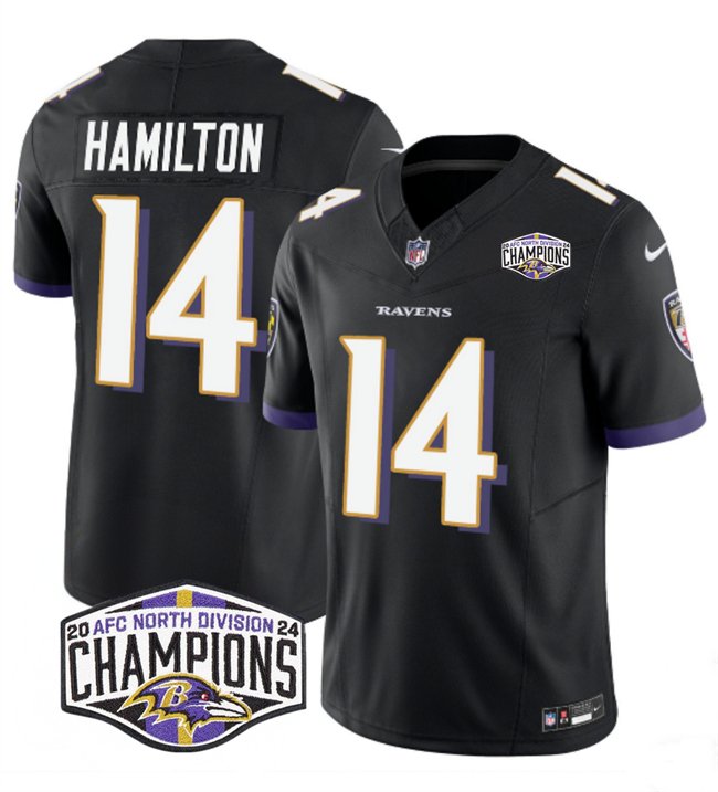 Black Baltimore Ravens #14 Kyle Hamilton F.U.S.E 2024 AFC North Division Champions Vapor Limited Football Jersey - BRJ325