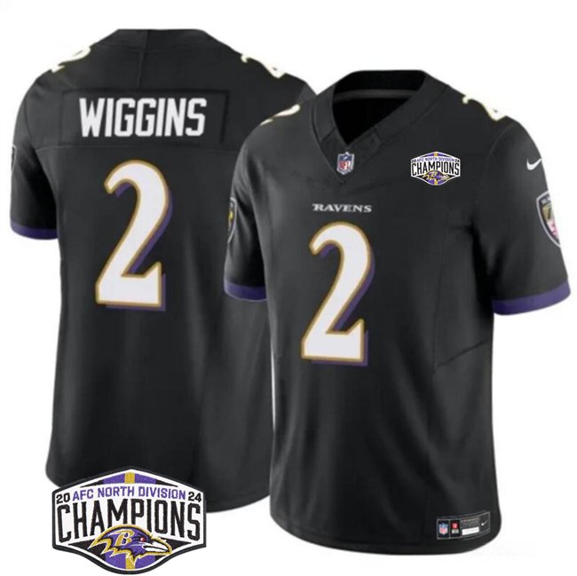 Black Baltimore Ravens #2 Nate Wiggins F.U.S.E 2024 AFC North Division Champions Vapor Limited Football Jersey - BRJ270