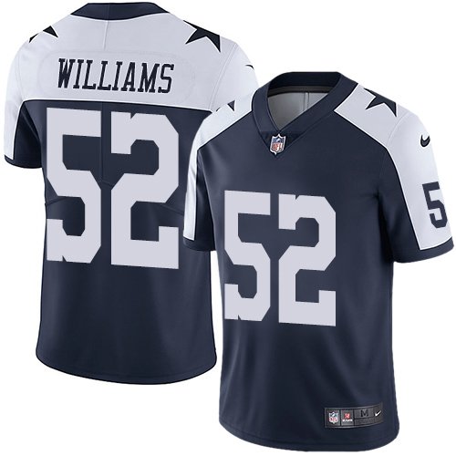 Nike Cowboys #52 Connor Williams Navy Blue Thanksgiving Stitched NFL Vapor Untouchable Limited Throwback Jersey - DLC166