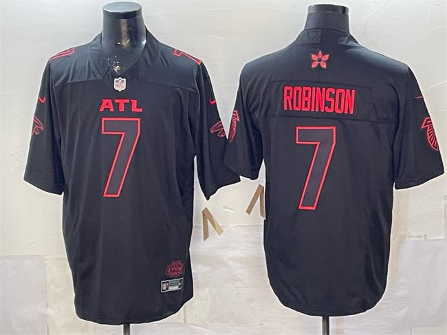 Black Atlanta Falcons #7 Bijan Robinson 2025 F.U.S.E. 'Stranger Things Edition' Vapor Limited Stitched Football Jersey - AFJ254