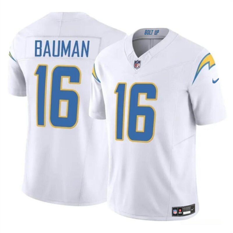 White Los Angeles Chargers #16 Casey Bauman 2024 F.U.S.E Vapor Limited Stitched Football Jersey - LCJ233