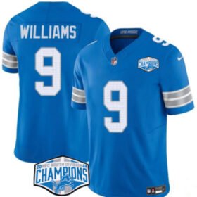 Blue Detroit Lions #9 Jameson Williams 2024 NFC North Champions F.U.S.E. Vapor Limited Stitched Jersey - DTL131