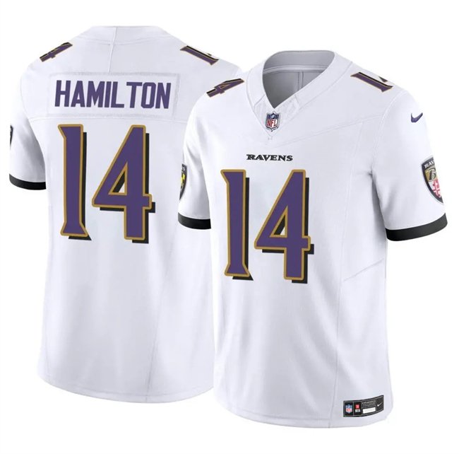 White Baltimore Ravens #14 Kyle Hamilton 2025 F.U.S.E Vapor Stitched Jersey - BRJ249
