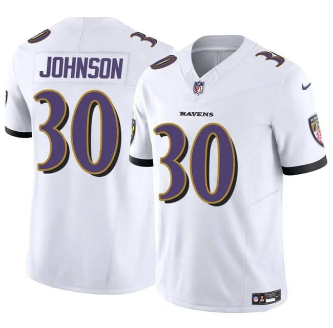 White Baltimore Ravens #30 D'Ernest Johnson 2025 F.U.S.E. Vapor Limited Football Jersey - BRJ66