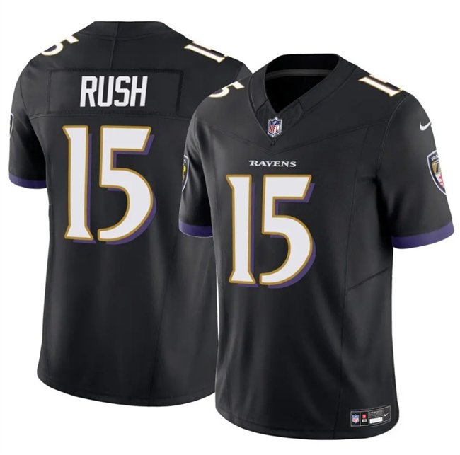 Black Baltimore Ravens #15 Cooper Rush 2025 F.U.S.E Vapor Limited Football Jersey - BRJ188