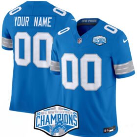 Blue Detroit Lions Active Player Custom 2024 NFC North Champions F.U.S.E. Vapor Limited Stitched Jersey - DTL102