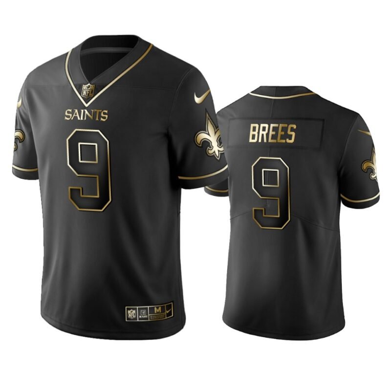 Saints #9 Drew Brees Stitched NFL Vapor Untouchable Limited Black Golden Jersey - NOS40