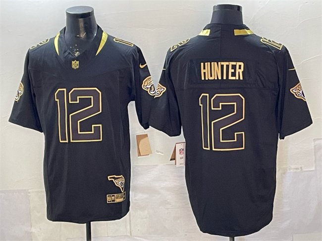 Black Gold Jacksonville Jaguars #12 Travis Hunter 2025 F.U.S.E. With Patch Vapor Untouchable Limited Stitched Jersey - JVG20