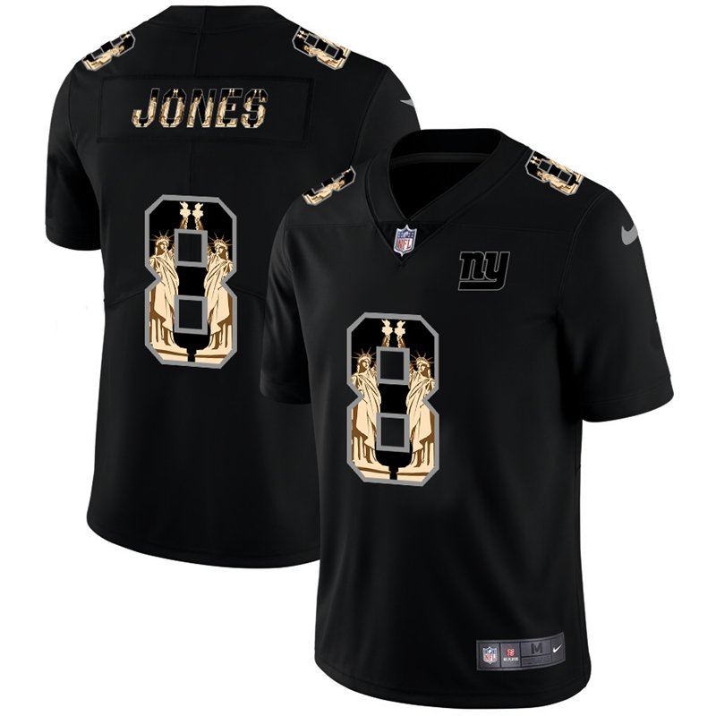 New York Giants #8 Daniel Jones Carbon Black Vapor Statue Of Liberty Limited NFL Jersey - NYG45