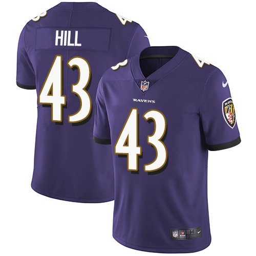Nike Ravens #43 Justice Hill Purple Team Color Stitched NFL Vapor Untouchable Limited Jersey - BRJ98