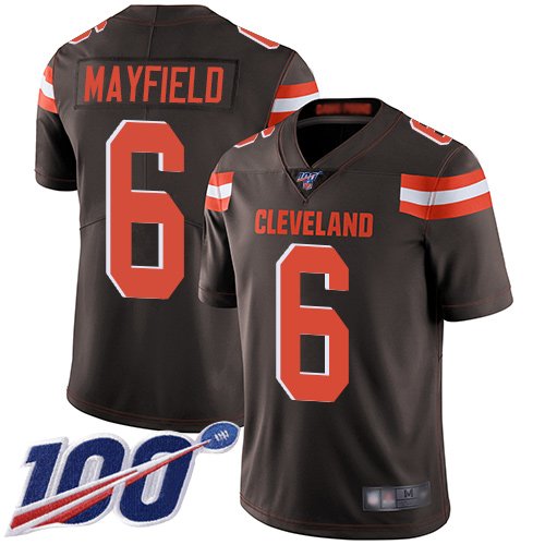 Nike Browns #6 Baker Mayfield Brown Team Color Stitched NFL 100th Season Vapor Limited Jersey - CLB19