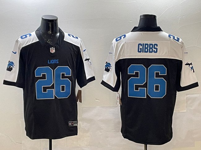 Black/White Detroit Lions #26 Jahmyr Gibbs F.U.S.E. 2024 Michigan Patch Vapor Limited Stitched Jersey - DTL219