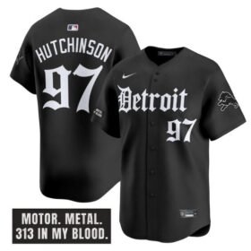 Black Detroit Lions #97 Aidan Hutchinson 'Motor Gothic Edition' Vapor Premier Limited Stitched Jersey - DTL176