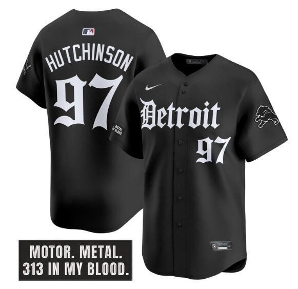 Black Detroit Lions #97 Aidan Hutchinson 'Motor Gothic Edition' Vapor Premier Limited Stitched Jersey - DTL176