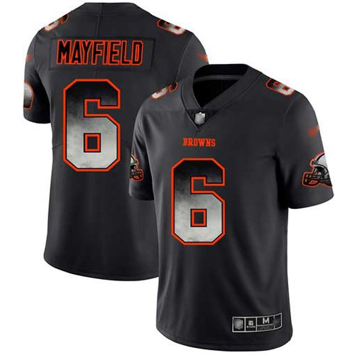 Nike Browns #6 Baker Mayfield Black Stitched NFL Vapor Untouchable Limited Smoke Fashion Jersey - CLB14