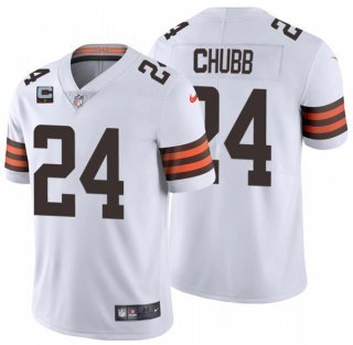White Cleveland Browns #24 Nick Chubb 2022 With 1-Star C Patch Vapor Untouchable Limited Stitched Jersey - CLB35