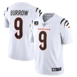 White Cincinnati Bengals #9 Joe Burrow 2022 With 3-Star C Patch Vapor Limited Stitched Jersey - CCB144