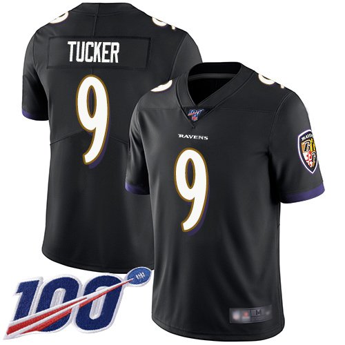 Nike Ravens #9 Justin Tucker Black Alternate Stitched NFL 100th Season Vapor Limited Jersey - BRJ260