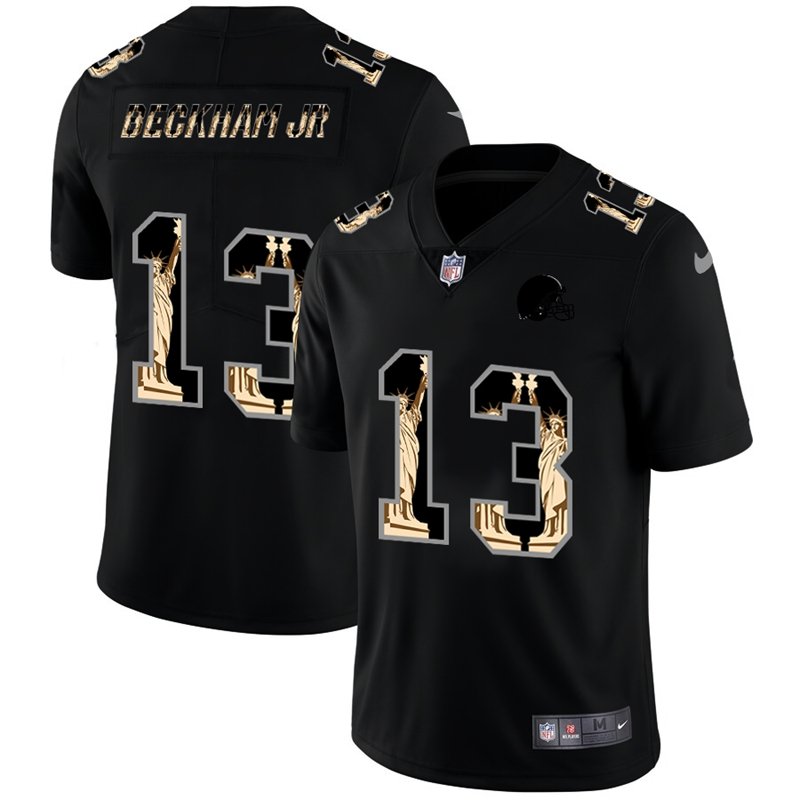 Cleveland Browns #13 Odell Beckham Jr Carbon Black Vapor Statue Of Liberty Limited NFL Jersey - CLB41
