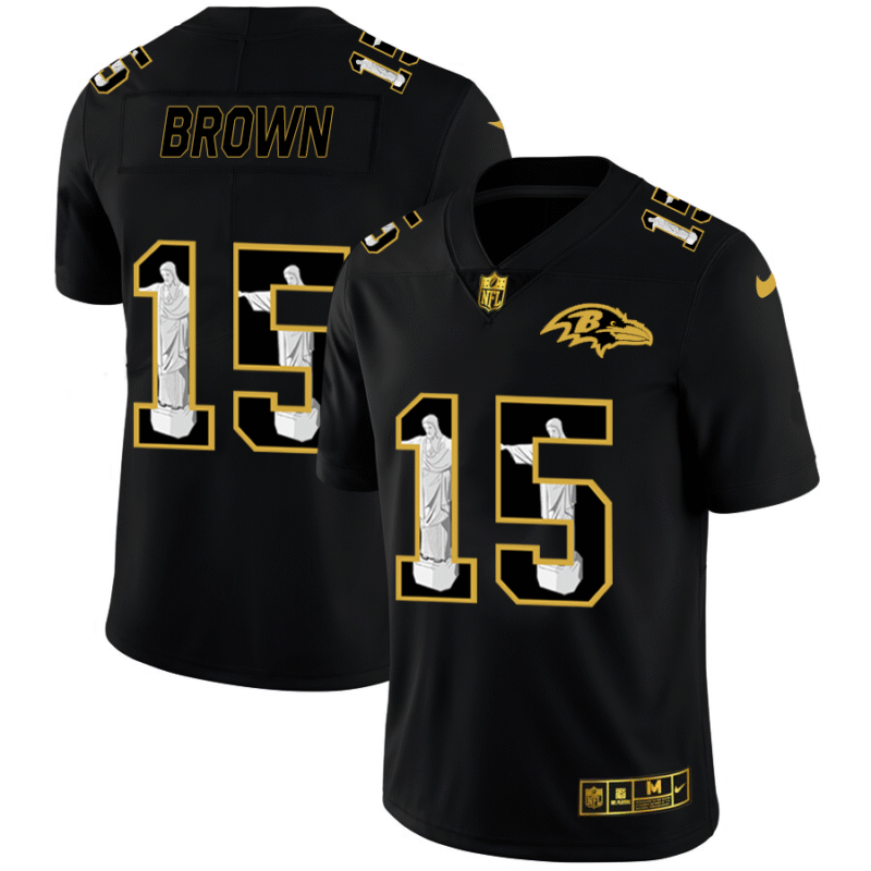 Baltimore Ravens #15 Marquise Brown Nike Carbon Black Vapor Cristo Redentor Limited NFL Jersey - BRJ178