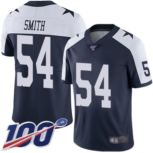 Nike Cowboys #54 Jaylon Smith Navy Blue Thanksgiving Stitched NFL 100th Season Vapor Throwback Limited Jersey - DLC342
