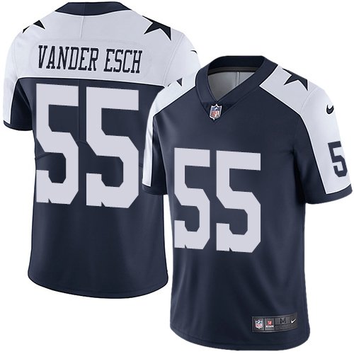 Nike Cowboys #55 Leighton Vander Esch Navy Blue Thanksgiving Stitched NFL Vapor Untouchable Limited Throwback Jersey - DLC228
