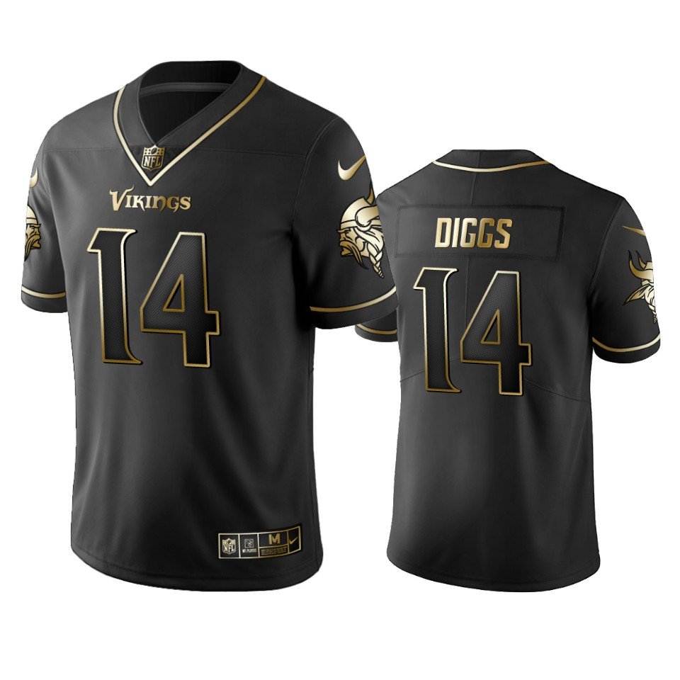 Vikings #14 Stefon Diggs Stitched NFL Vapor Untouchable Limited Black Golden Jersey - MVJ49