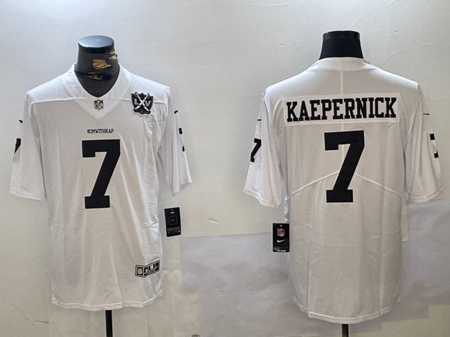 White Las Vegas Raiders #7 Colin Kaepernick With 65th Anniversary Patch Vapor Limited Stitched Football Jersey - LVR51