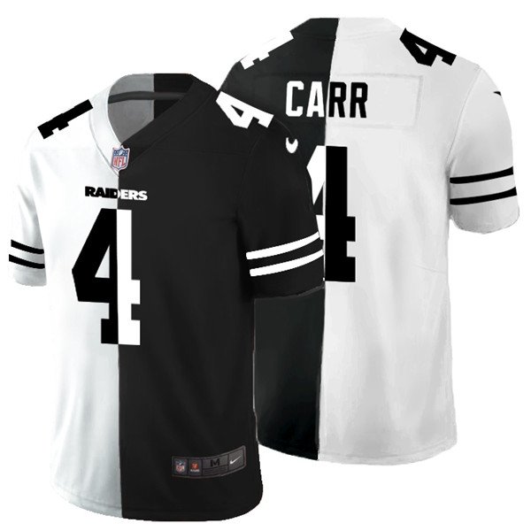 Las Vegas Raiders Black & White Split #4 Derek Carr Vapor Limited Stitched Jersey - LVR25