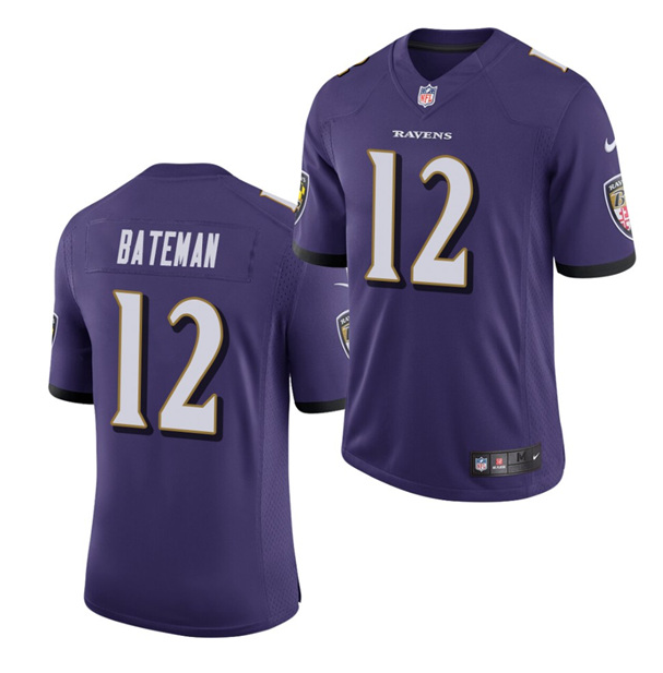 Purple Baltimore Ravens #12 Rashod Bateman 2021 Vapor Untouchable Limited Stitched Jersey - BRJ212
