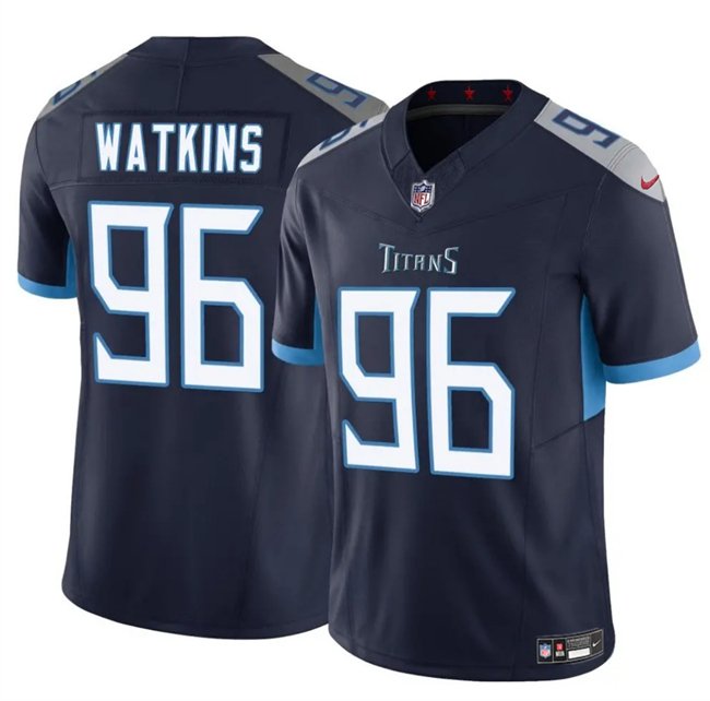Navy Tennessee Titans #96 Carlos Watkins 2025 F.U.S.E. Vapor Limited Stitched Football Jersey - TNT53