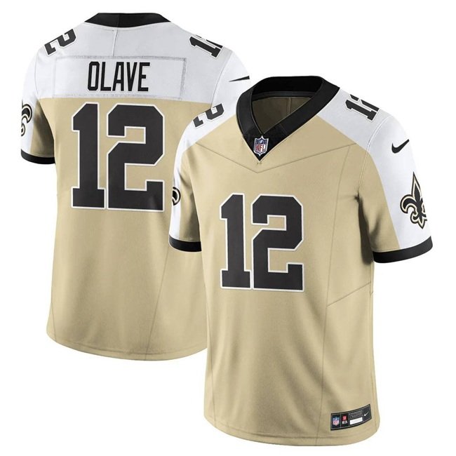 Gold/White New Orleans Saints #12 Chris Olave Alternate 2025 F.U.S.E. Vapor Limited Stitched Football Jersey - NOS77