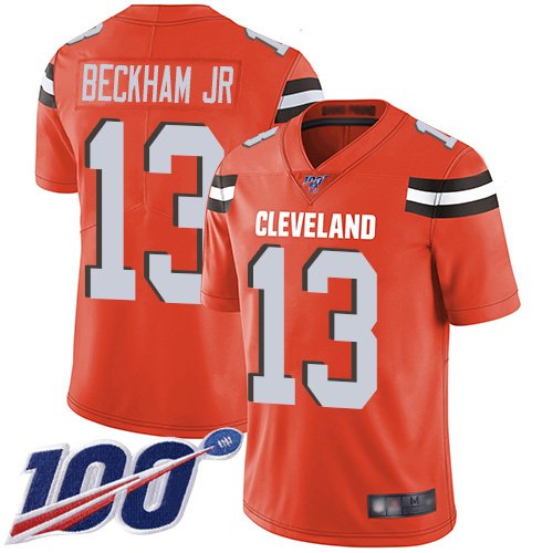 Nike Browns #13 Odell Beckham Jr Orange Alternate Stitched NFL 100th Season Vapor Limited Jersey - CLB176