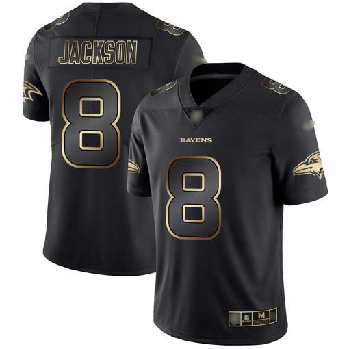 Nike Ravens #8 Lamar Jackson Black/Gold Stitched NFL Vapor Untouchable Limited Jersey - BRJ28