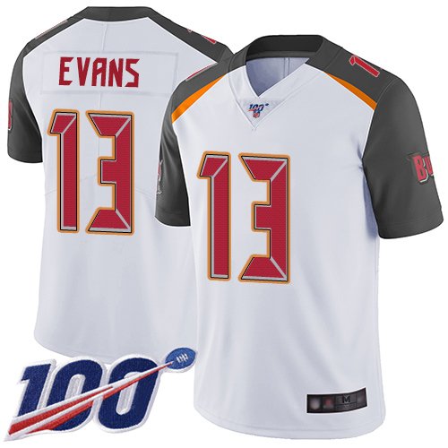 Nike Buccaneers #13 Mike Evans White Stitched NFL 100th Season Vapor Limited Jersey - TBB50